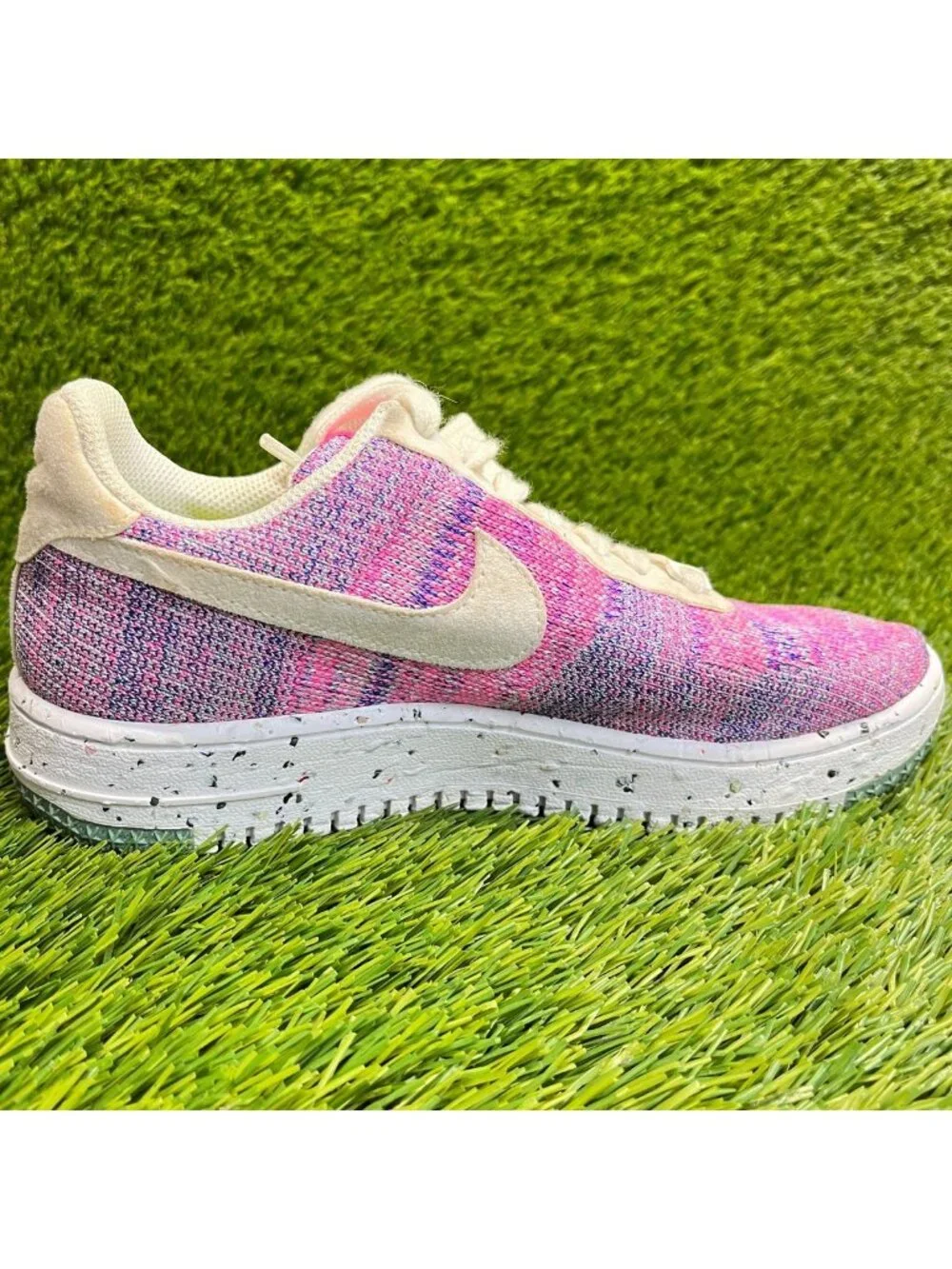 Nike Air Force 1 Crater Flyknit Womens Size 7 Pink Beige Athletic Shoes Sneakers
